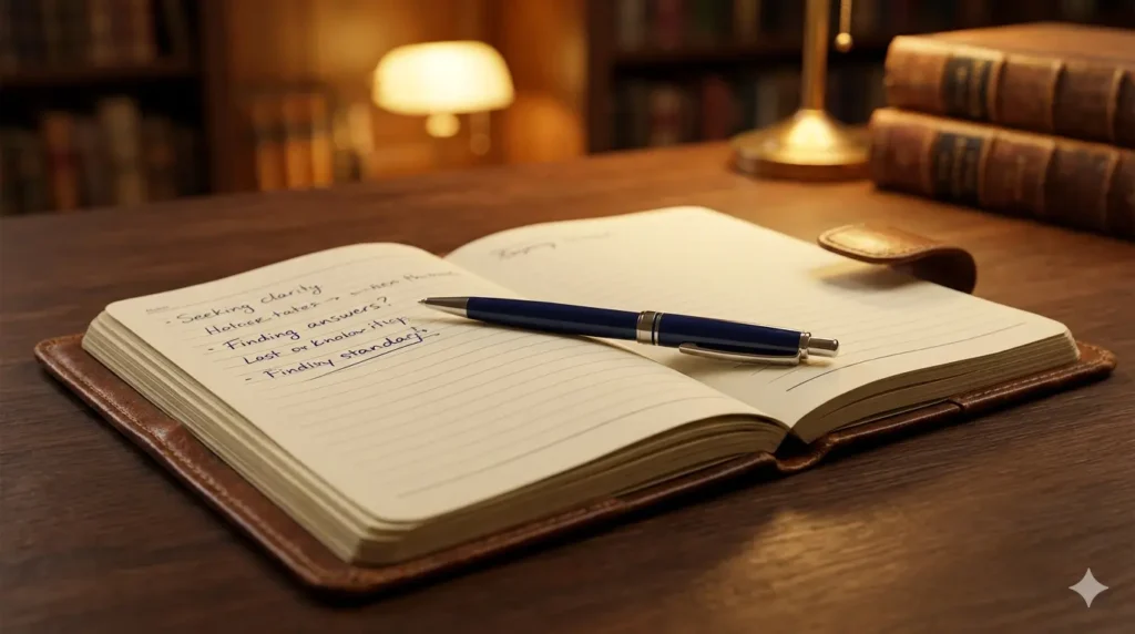 A notebook and pen, representing frequently asked questions about ProstaVive side effects